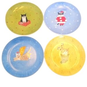 Vintage Festive Whimsical  2004 Anne Made Collectible Cat Plates